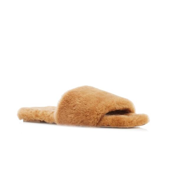 AEYDE Anna Shearling Sandals Neutral - 10